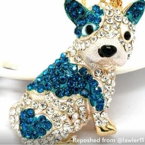 Betsey Johnson Blue and White Dog Necklace